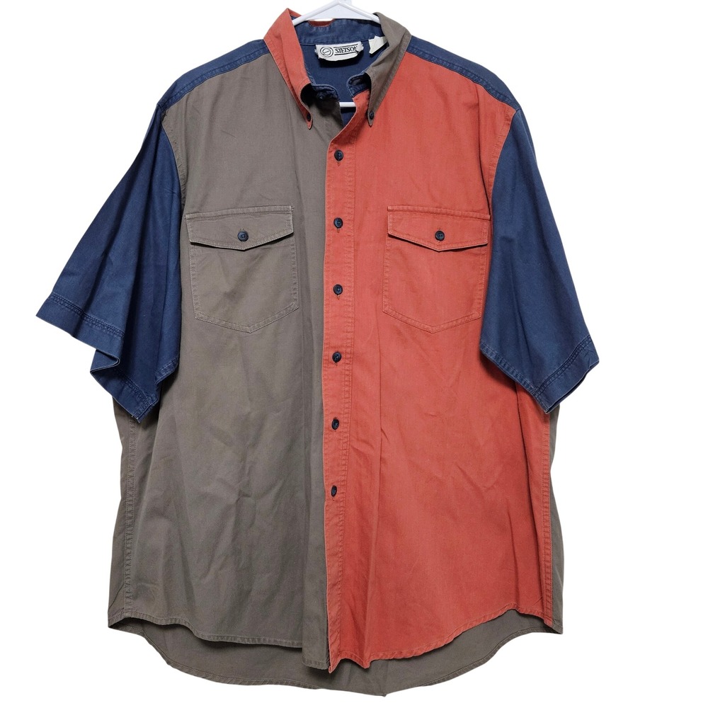 Stetson Colorblock Western Shirt XL‎ Cowboy Ranchwear Retro 90s Workwear Cotton